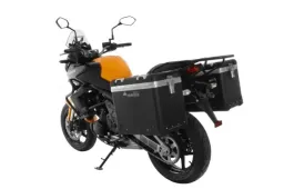 Sistema de maletas ZEGA Pro &quot;E-Black&quot; 45/45 litros con portaequipajes de acero negro para Kawasaki Versys 650 (2010-2014)