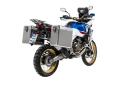 Sistema de maletas ZEGA Mundo para Honda CRF1000L Africa Twin (2018-) / CRF1000L Adventure Sports volumen 38/45, color portaequipajes negro, color aluminio natural